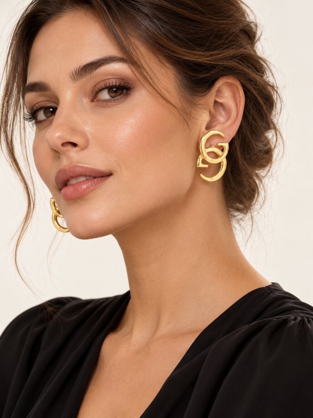 Gold Interlocking G Statement Earrings Sculptural Quiet Luxury Fashion Jewelry